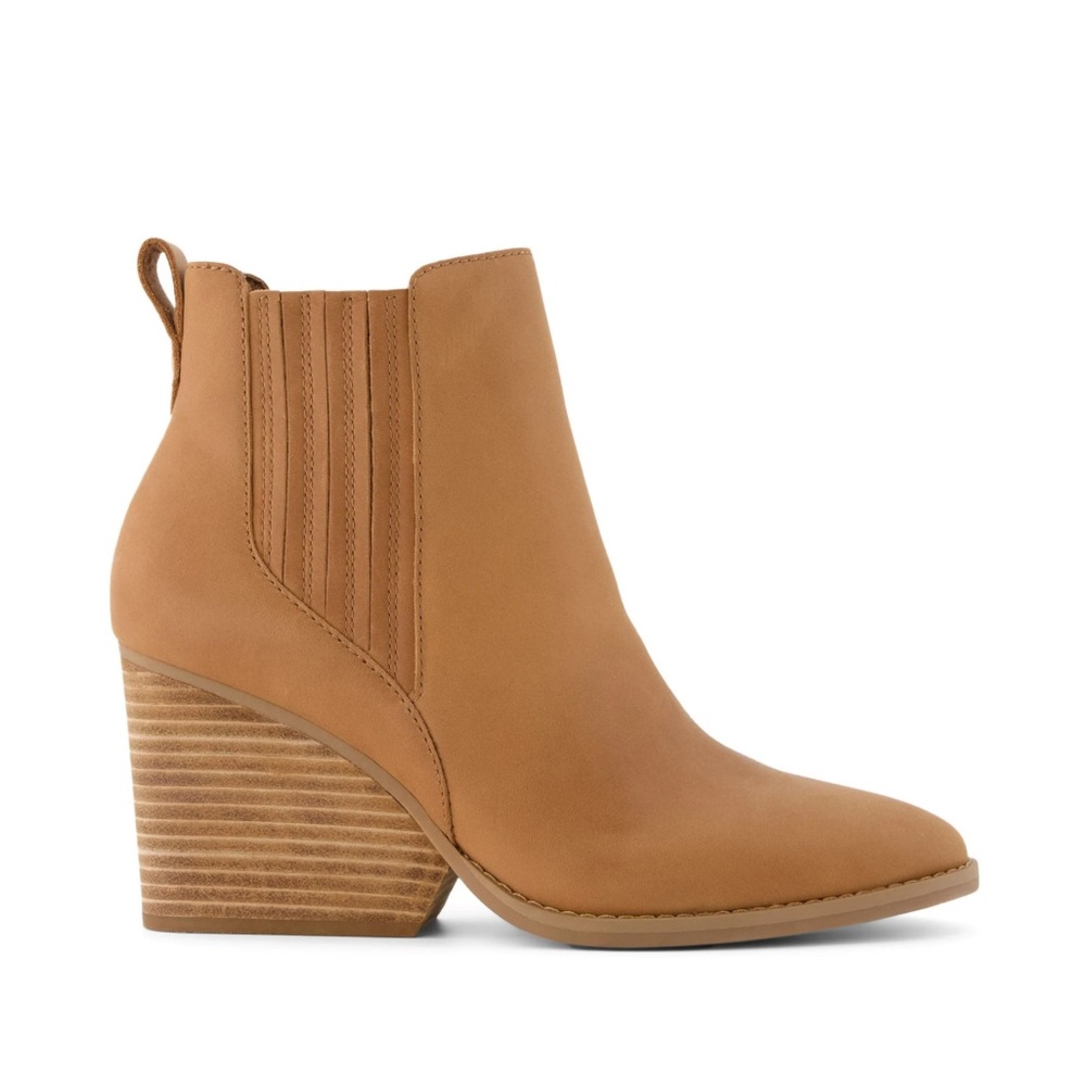 TOMS Noa Ankle Boot Size 8.5 New with Tag and Box Brown Sugar Leather